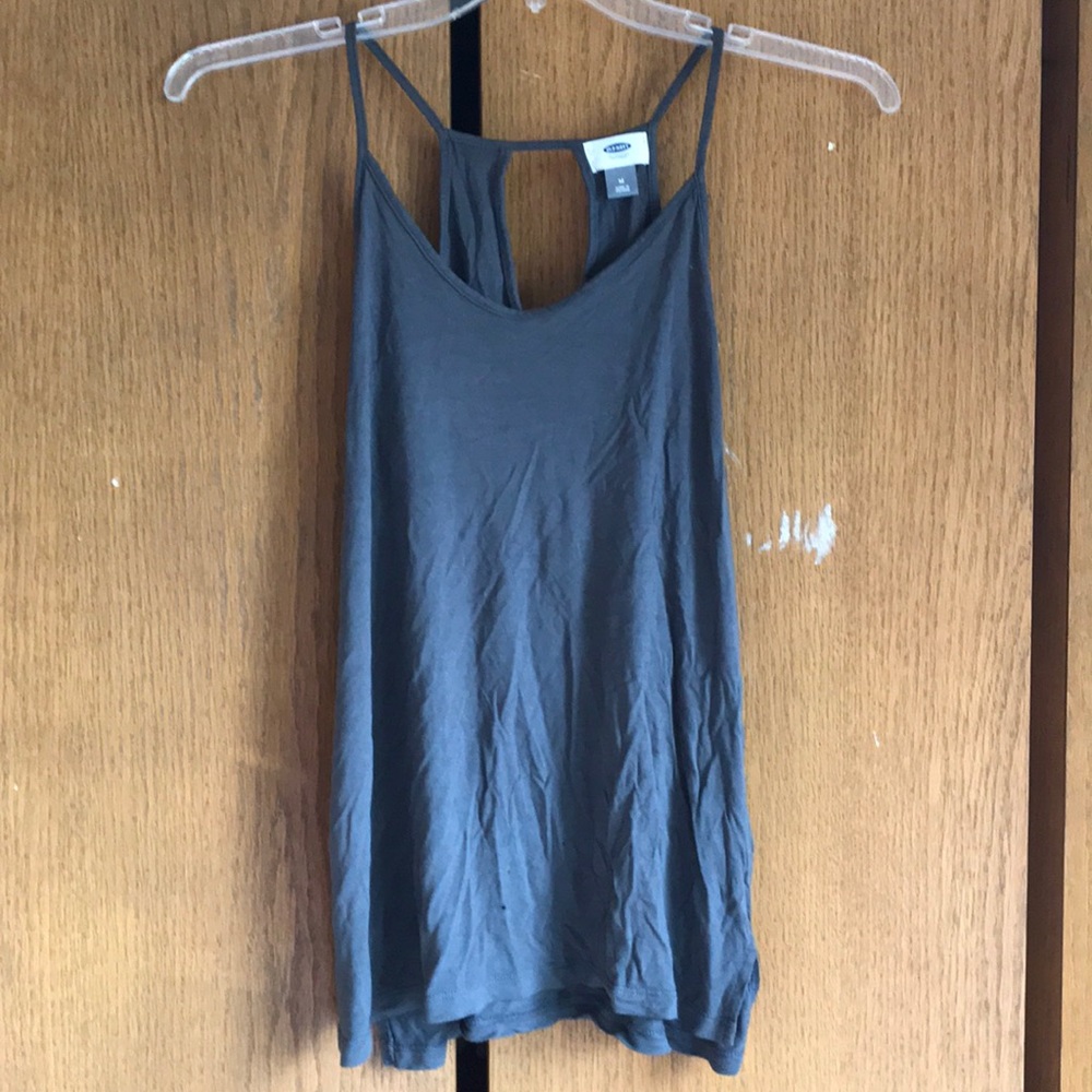 grey strappy tank top